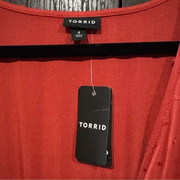 Torrid Midi Swiss Surplice Dress Size 4X Spice Color New - Picture 13 of 15